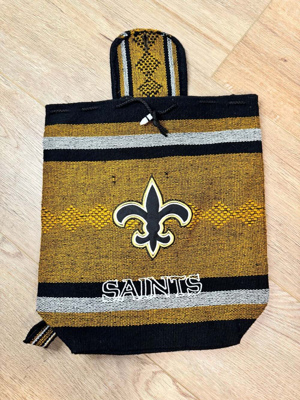 New Orleans Saints Woven Falsa Mexican Style Drawstring Backpack